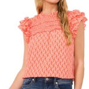 CECE NWT TIGERLILY ISLAND TIME RUFFLE BLOUSE XS